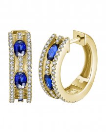 OVAL SAPPHIRE DIAMOND HOOPS (TE2162)