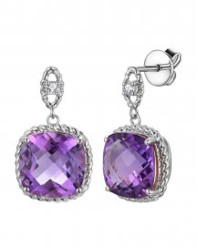 CUSHION AMETHYST DIAMOND DANGLING (TE2168)