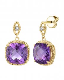 CUSHION AMETHYST DIAMOND DANGLING (TE2168)