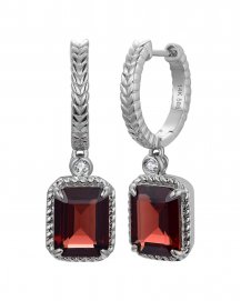 EMERALD CUT GARNET DIAMOND DANGLING (TE2170)