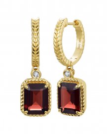 EMERALD CUT GARNET DIAMOND DANGLING (TE2170)