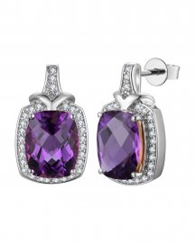CUSHION AMETHYST DIAMOND DANGLING (TE2171)