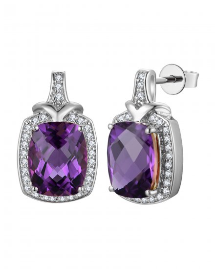 CUSHION AMETHYST DIAMOND DANGLING (TE2171)