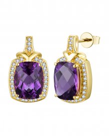 CUSHION AMETHYST DIAMOND DANGLING (TE2171)