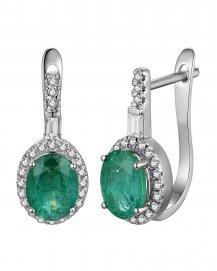 OVAL EMERALD DIAMOND EARRINGS (TE2172)