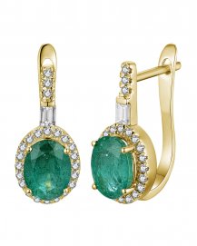 OVAL EMERALD DIAMOND EARRINGS (TE2172)