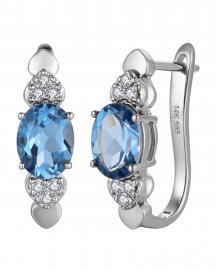 OVAL SHAPE LONDON BLUE TOPAZ DIAMOND EARRINGS (TE2177)