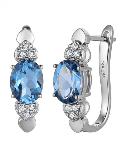 OVAL SHAPE LONDON BLUE TOPAZ DIAMOND EARRINGS (TE2177)