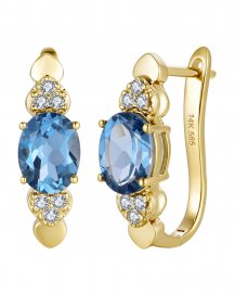 OVAL SHAPE LONDON BLUE TOPAZ DIAMOND EARRINGS (TE2177)