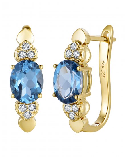 OVAL SHAPE LONDON BLUE TOPAZ DIAMOND EARRINGS (TE2177)