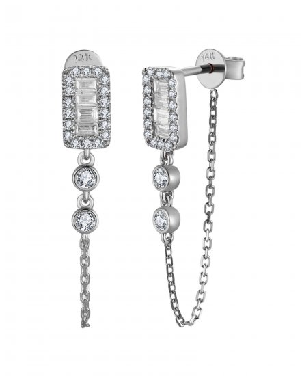 CHAIN STYLE BAGUETTE DIAMOND DANGLING (TE2187)
