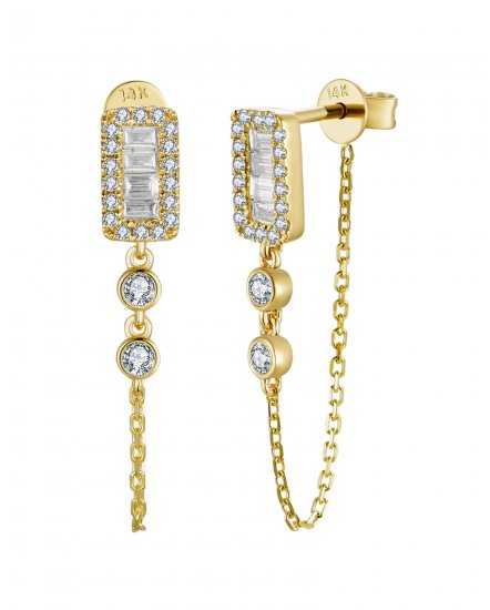 CHAIN STYLE BAGUETTE DIAMOND DANGLING (TE2187)