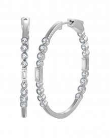 INSIDE OUTSIDE BAGUETTE DIAMOND HOOPS (TE2188)