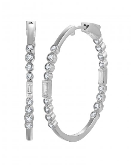 INSIDE OUTSIDE BAGUETTE DIAMOND HOOPS (TE2188)
