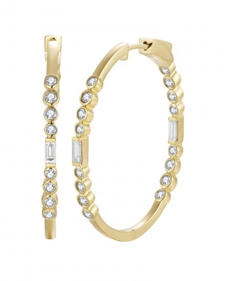 INSIDE OUTSIDE BAGUETTE DIAMOND HOOPS (TE2188)