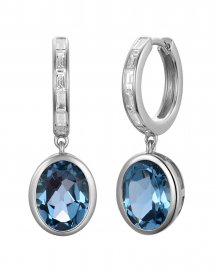 OVAL LONDON BLUE TOPAZ DIAMOND DANGLING (TE2195)