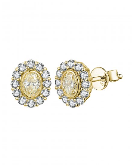 MULTI TONE OVAL DIAMOND STUDS (TE2516)