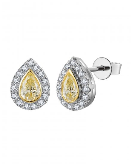 MULTI TONE PEAR DIAMOND STUDS (TE2518)