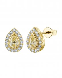 MULTI TONE PEAR DIAMOND STUDS (TE2518)