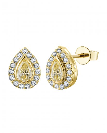 MULTI TONE PEAR DIAMOND STUDS (TE2518)