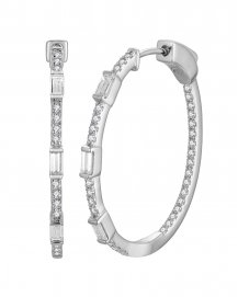 INSIDE OUTSIDE BAGUETTE DIAMOND HOOPS (TE2534)