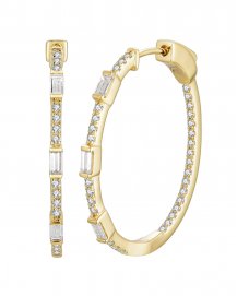 INSIDE OUTSIDE BAGUETTE DIAMOND HOOPS (TE2534)
