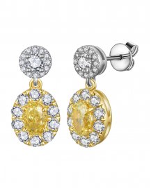 MULTI TONE OVAL DIAMOND STUDS (TE2540)