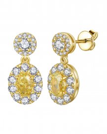 MULTI TONE OVAL DIAMOND STUDS (TE2540)