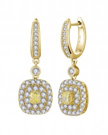 MULTI TONE CUSHION DIAMOND DANGLING (TE2544)