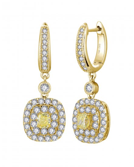 MULTI TONE CUSHION DIAMOND DANGLING (TE2544)
