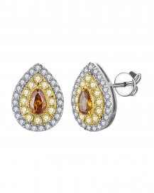 MULTI TONE PEAR DIAMOND STUDS (TE2549)