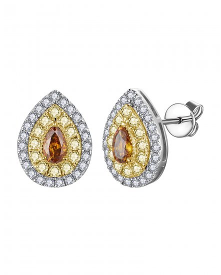 MULTI TONE PEAR DIAMOND STUDS (TE2549)