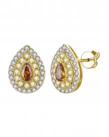MULTI TONE PEAR DIAMOND STUDS (TE2549)