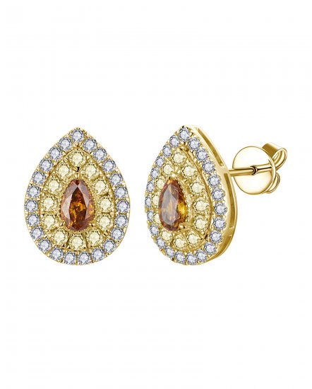 MULTI TONE PEAR DIAMOND STUDS (TE2549)