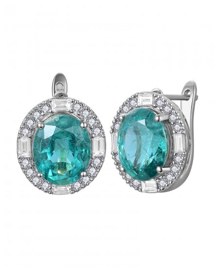 OVAL EMERALD DIAMOND EARRINGS (TE2563C)