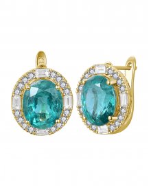 OVAL EMERALD DIAMOND EARRINGS (TE2563C)