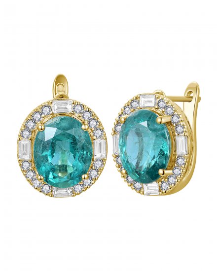 OVAL EMERALD DIAMOND EARRINGS (TE2563C)