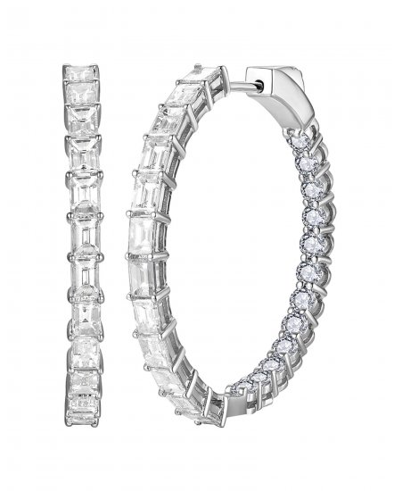 INSIDE OUTSIDE BAGUETTE DIAMOND HOOPS (TE2571)