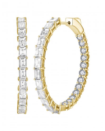 INSIDE OUTSIDE BAGUETTE DIAMOND HOOPS (TE2571)
