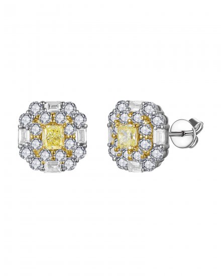 MULTI TONE CUSHION DIAMOND STUDS (TE2582)