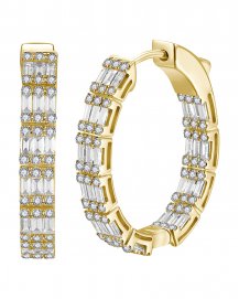 INSIDE OUTSIDE BAGUETTE DIAMOND HOOPS (TE2587)