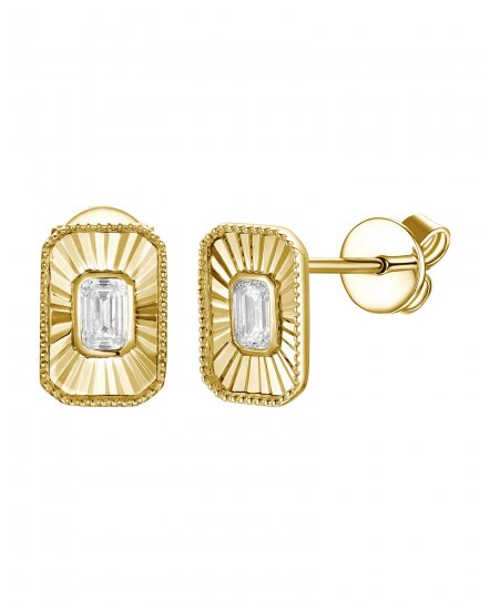SOLITAIRE EMERALD CUT DIAMOND STUDS (TE2631)