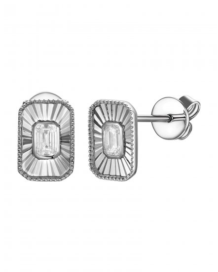 SOLITAIRE EMERALD CUT DIAMOND STUDS (TE2631)