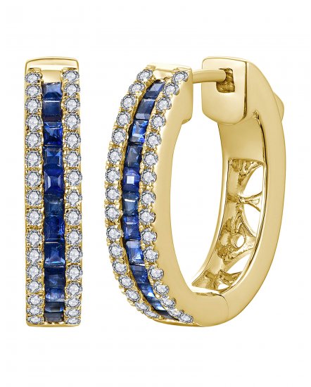PRINCESS CUT SAPPHIRE DIAMOND HOOPS (TE366)