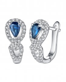 PEAR SAPPHIRE DIAMOND EARRINGS (TE657)