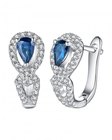PEAR SAPPHIRE DIAMOND EARRINGS (TE657)