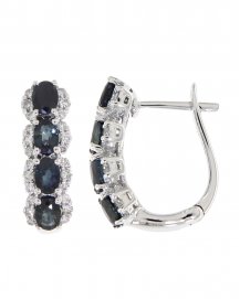 OVAL COLORED STONE DIAMOND HUGGIES (TE693)