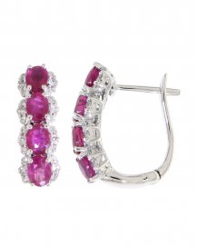 OVAL COLORED STONE DIAMOND HUGGIES (TE693)
