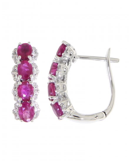 OVAL COLORED STONE DIAMOND HUGGIES (TE693)