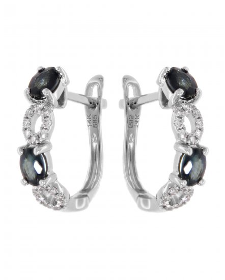 OVAL COLORED STONE DIAMOND HUGGIES (TE782)